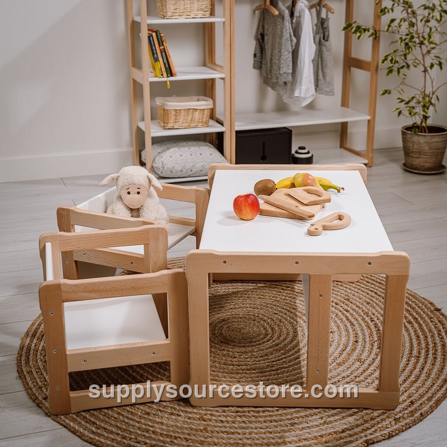 Montessori Bench Desk With Drawers Beech