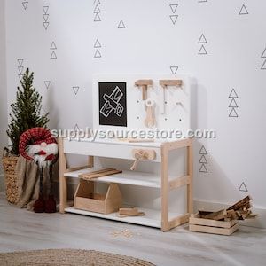White Wooden Toy Work Bench Montessori