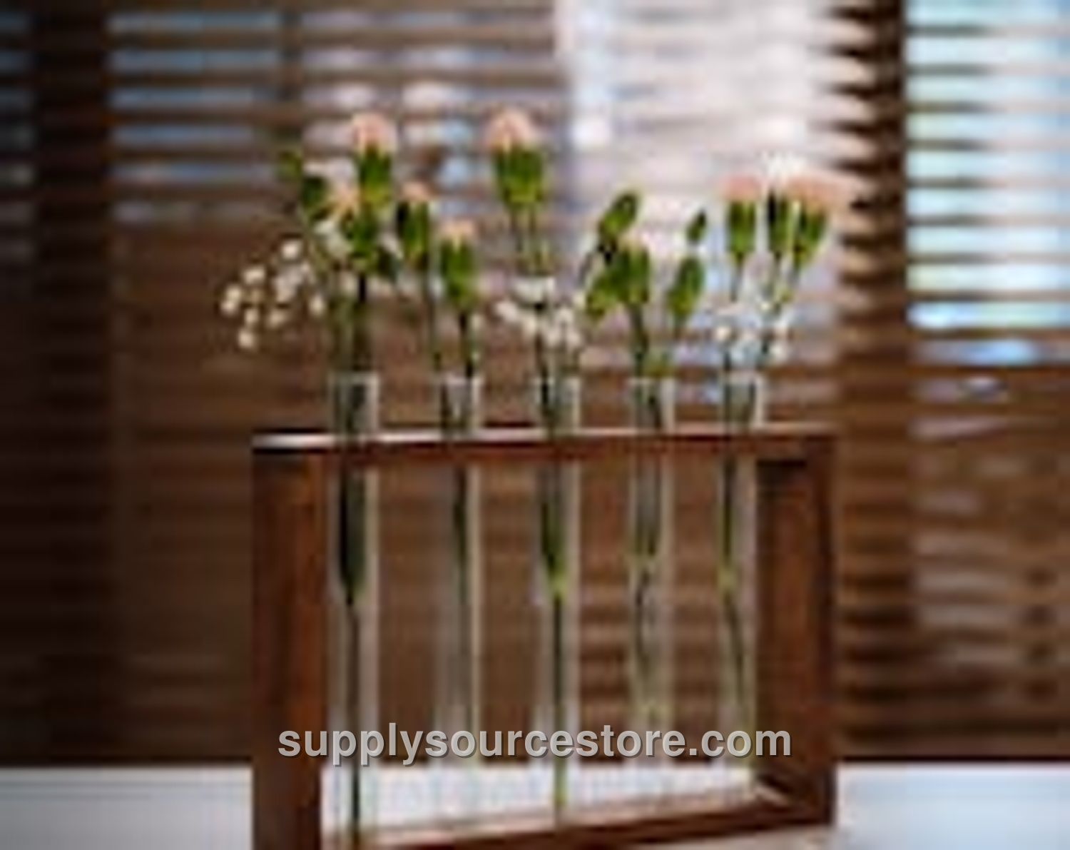 Test Tube Flower Stand In Nut Wood Color