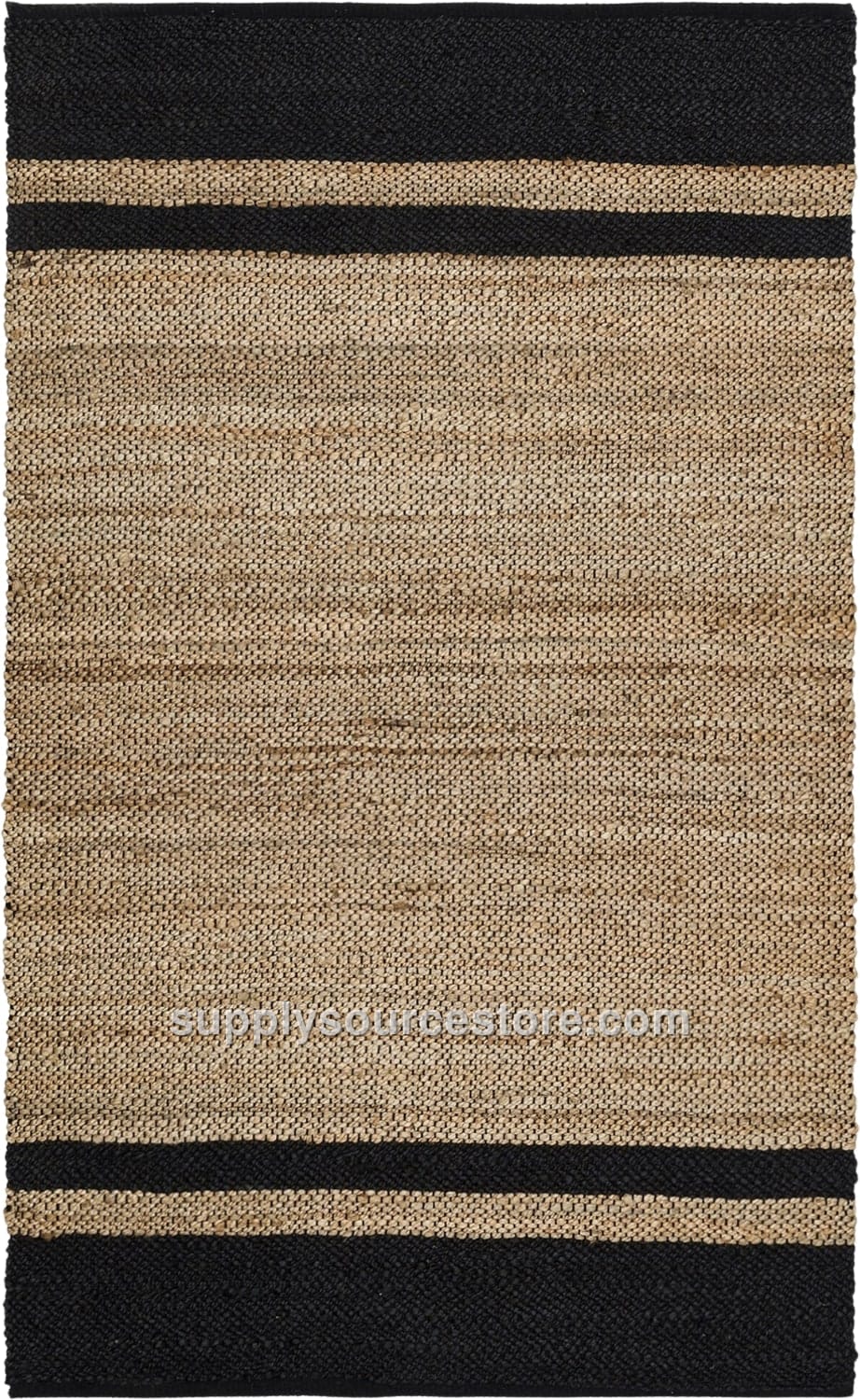 Black Striped Jute Rug