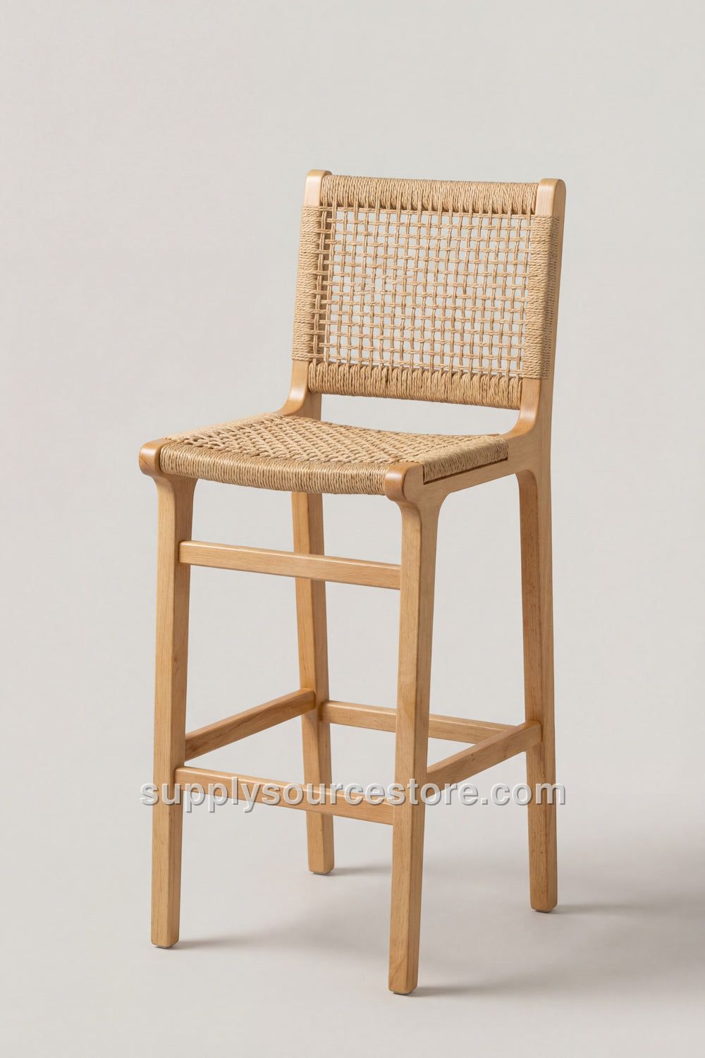 Wicker Seat Wooden Bar Chair