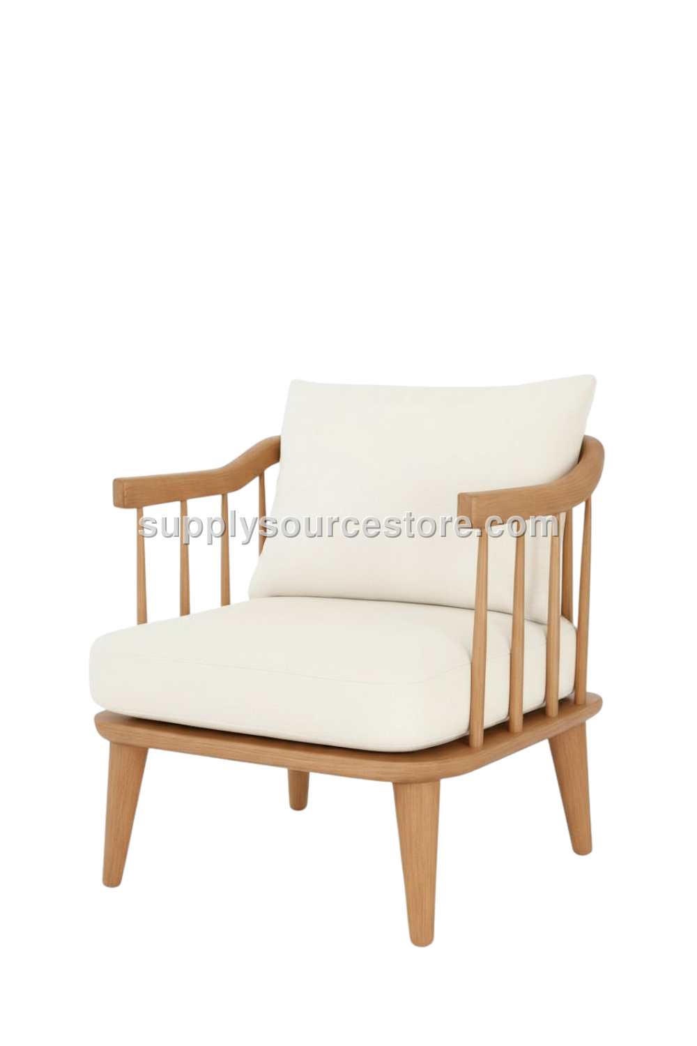 Cushioned Single Wooden Armchair