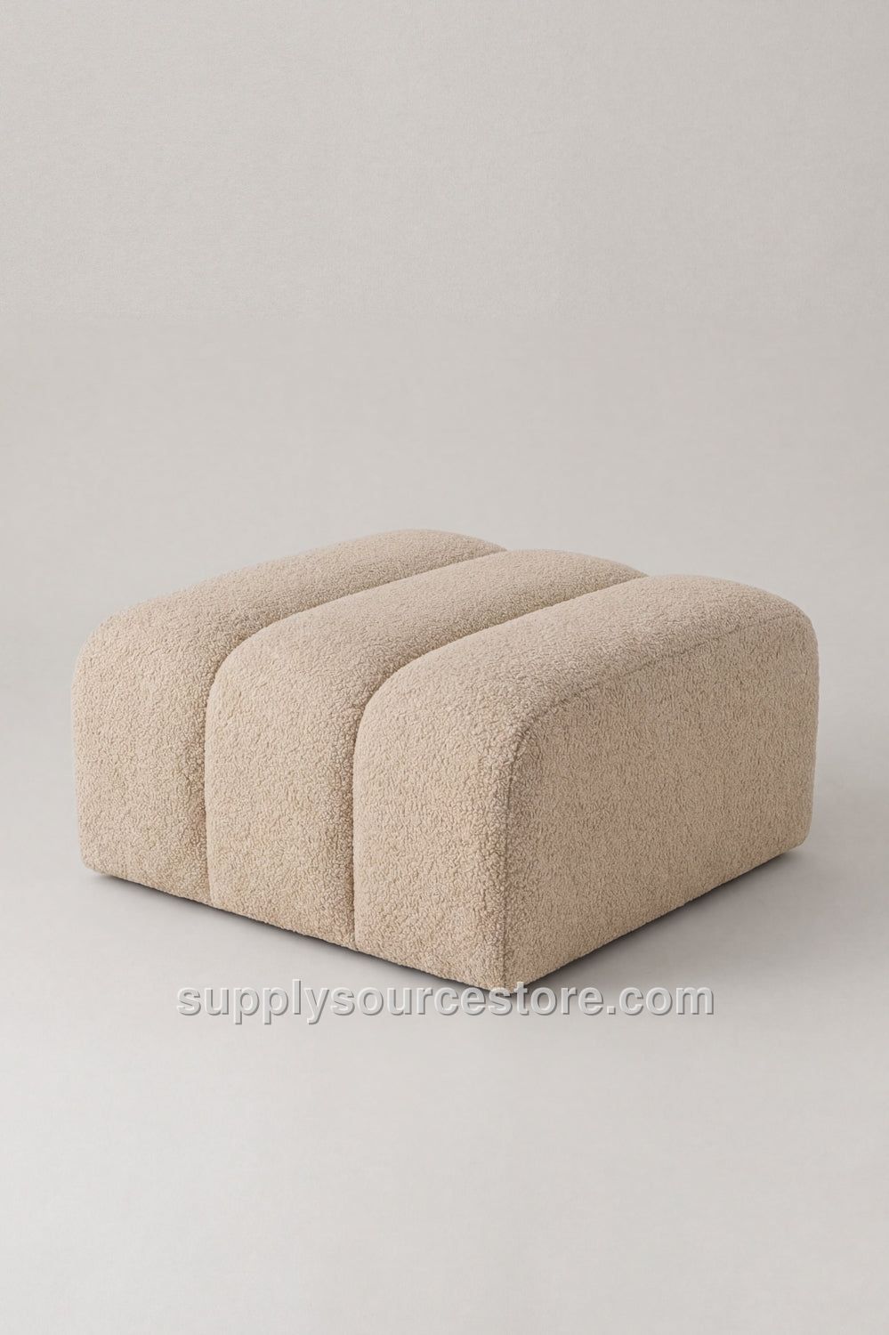 Boucle Fabric Segmented Pouf