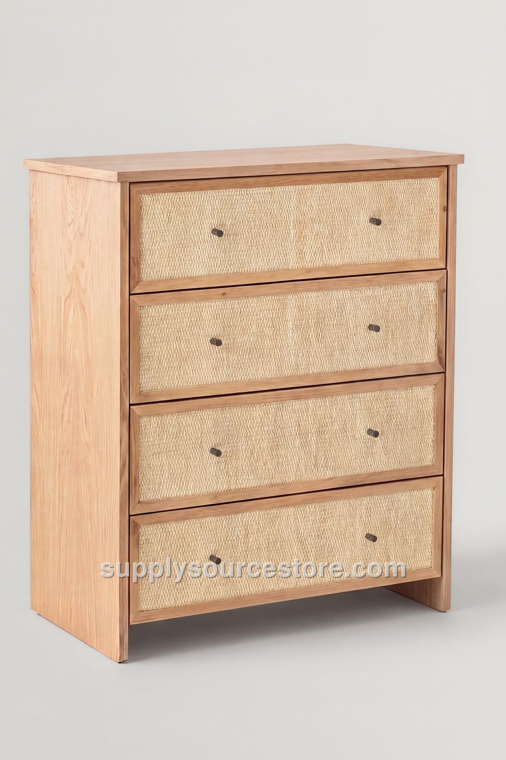 Wicker Drawer Wooden Dresser