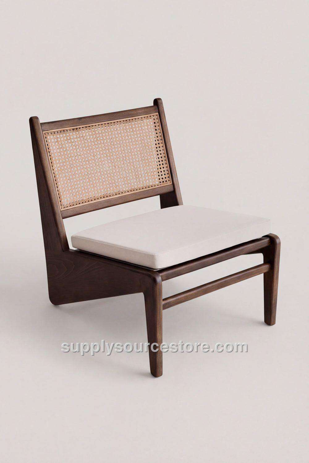 Straw‑Threaded Wooden Kangaroo Chair