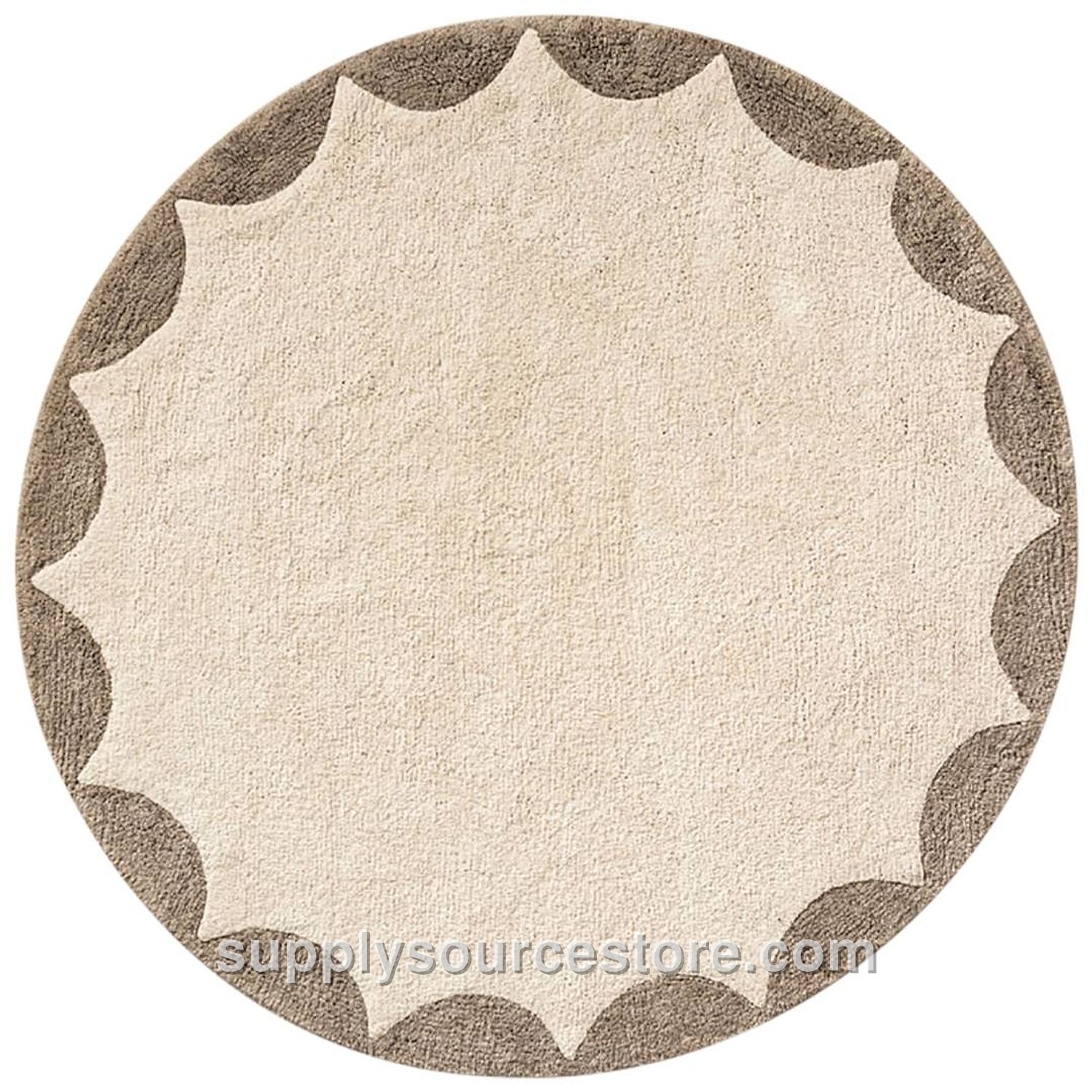 Washable Children's Rug «CERCLE» Ø120 cm (47.2 in) | Off White-Taupe
