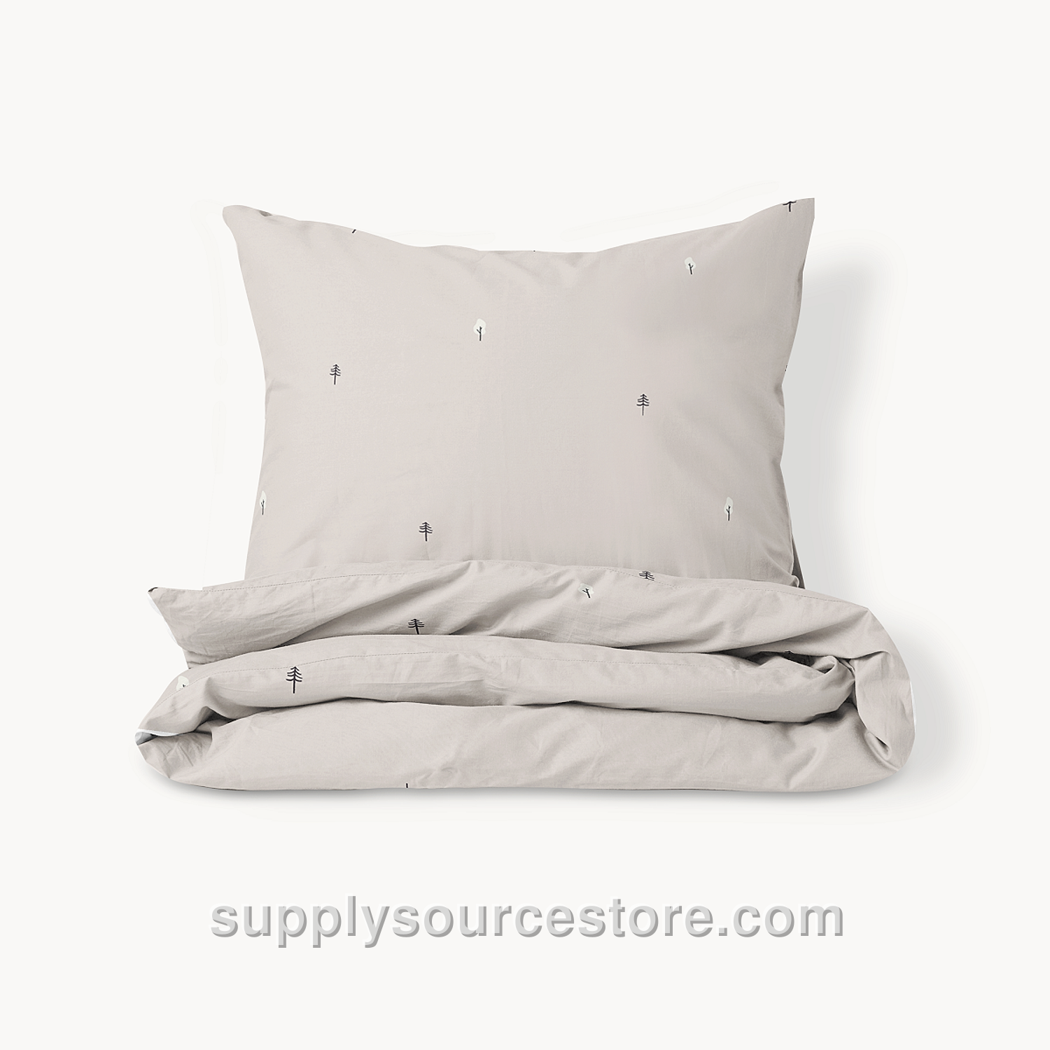 Organic Cotton Duvet Cover Set «Forêt» 140x200cm (55.1 x 78.7 in), Incl. Pillowcase | Light Grey