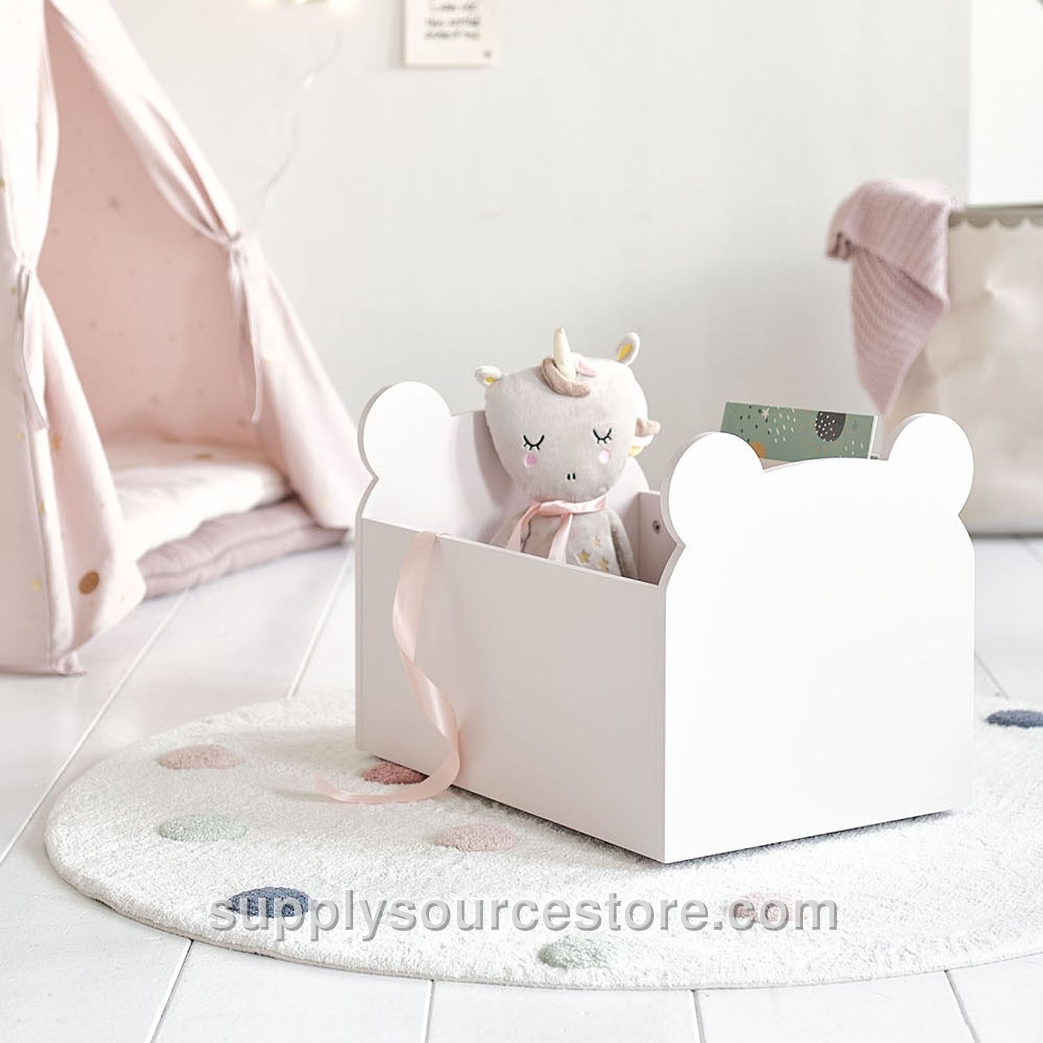 Toy storage box on wheels «Ted» | Pink