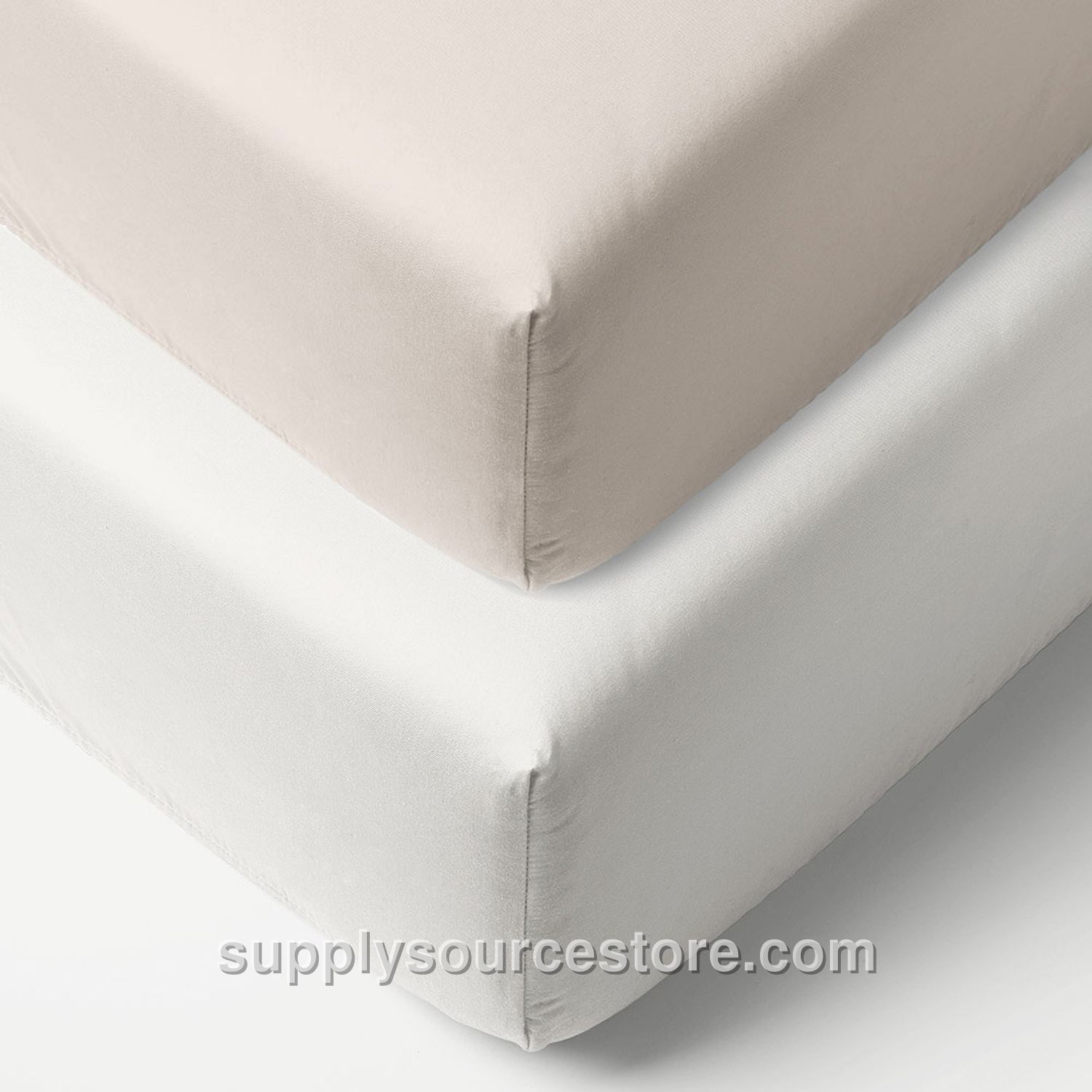 2-pack Jersey fitted sheet 40/45x90 cm (17.7 x 35.4 in)| White and light taupe
