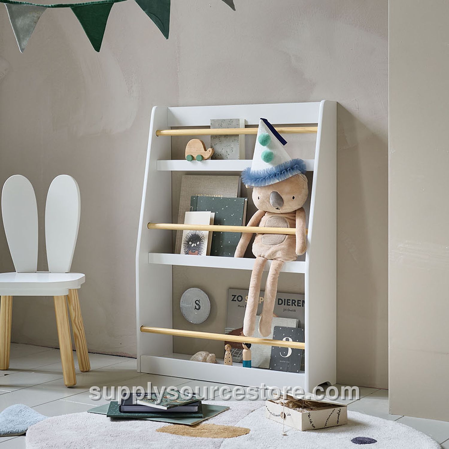 Montessori bookcase with three shelves | White