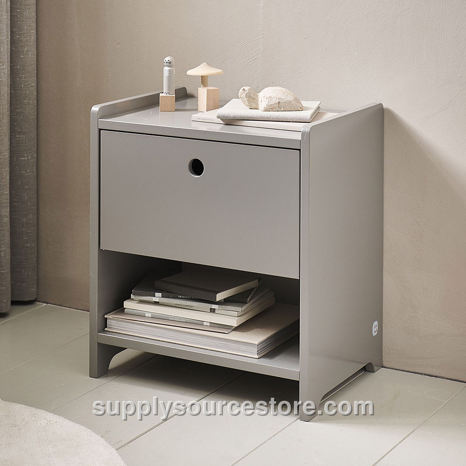 Children's Bedside Table With Storage Space «PLUME» | Grey