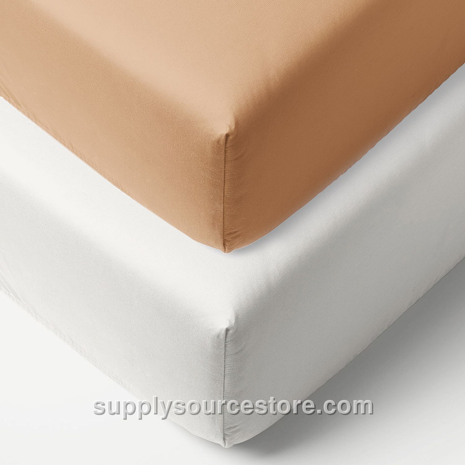 2-pack Jersey fitted sheet 40/45x90 cm (17.7 x 35.4 in)| White and tan