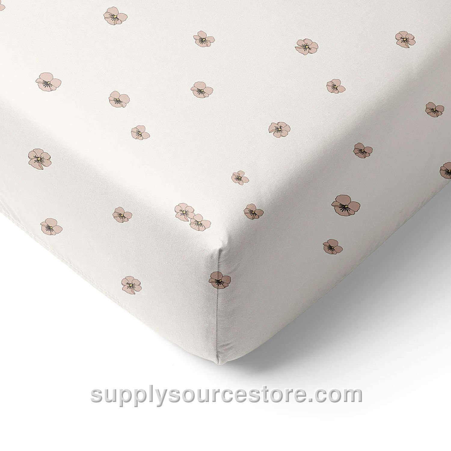 Toddler Fitted Sheet 70 X 140 Cm (NaN in) «Pansy» | Beige-pink