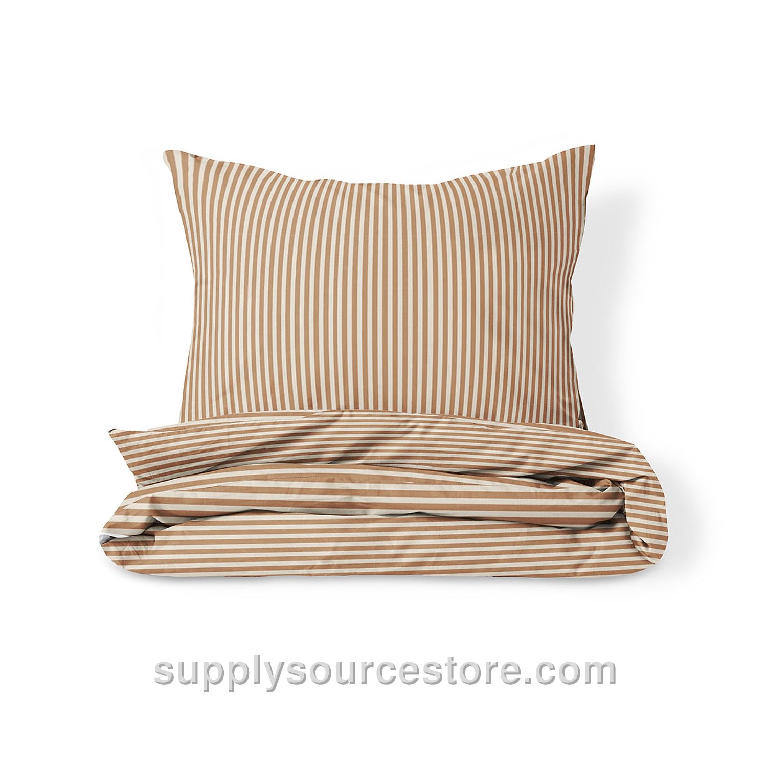 Duvet cover set «Striped» | 140 x 200 cm (55.1 x 78.7 in) | Beige and caramel