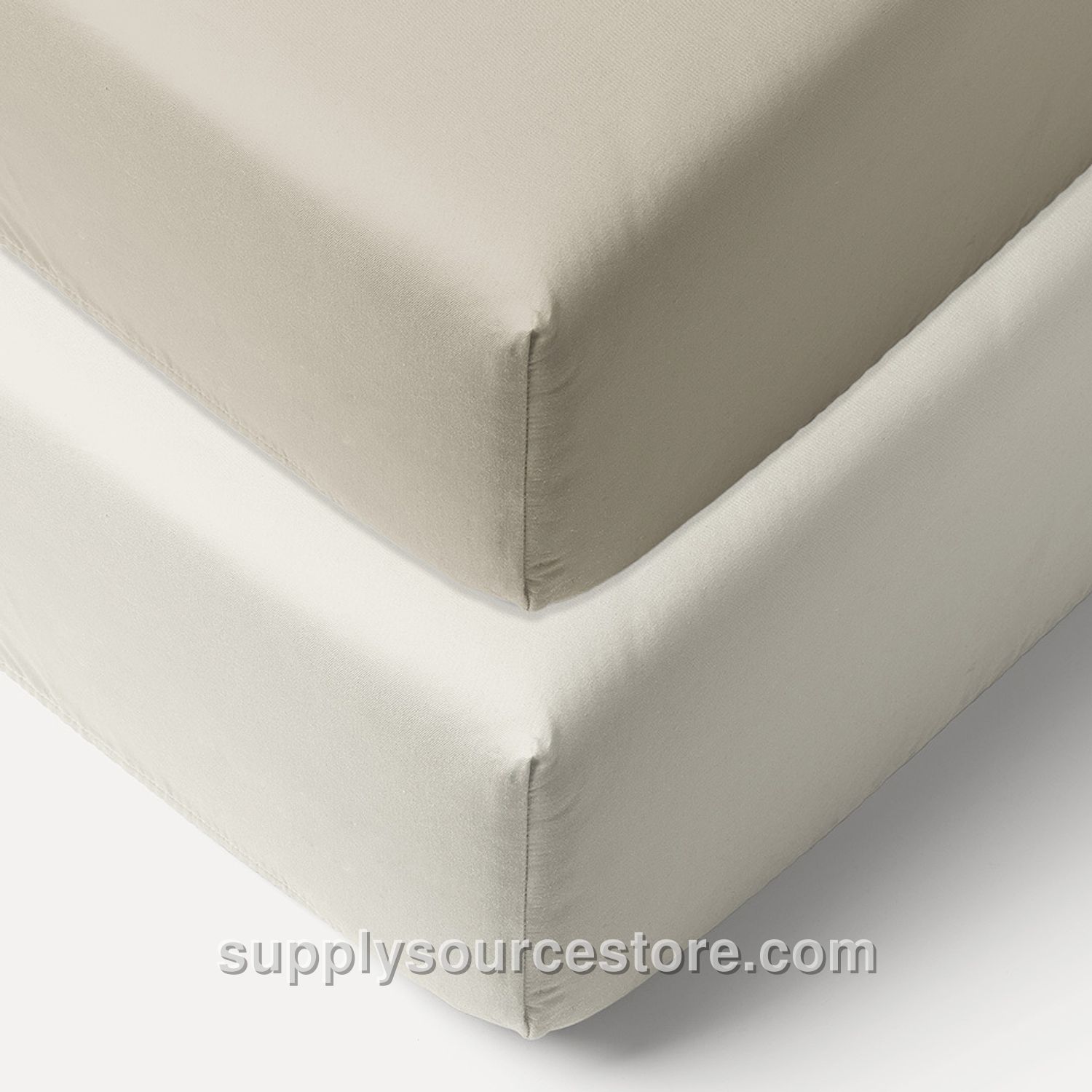 2-Pack Organic Cotton Jersey Fitted Sheet 40/45 X 90 Cm (NaN in)| White and Beige
