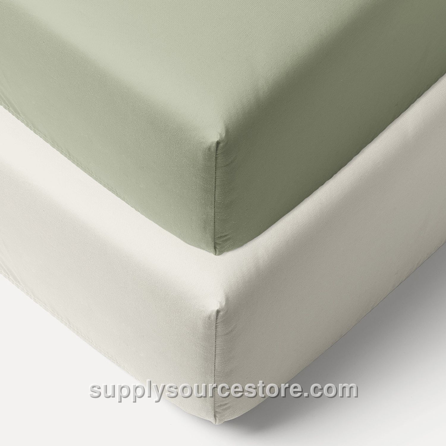 2-Pack Organic Cotton Jersey Fitted Sheet 40/45 X 90 Cm (NaN in)| White and Olive Green