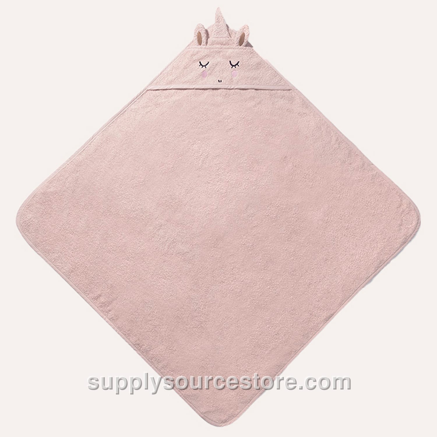 Baby Hooded Towel Unicorn «Lara»| 75 X 75 Cm (29.5 x 29.5 in) | Light Pink
