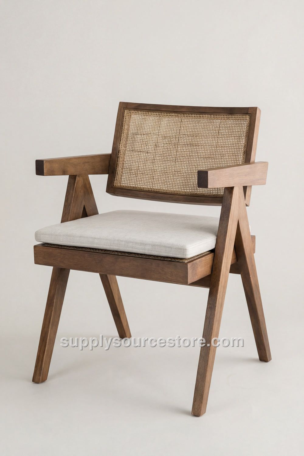 Cushioned Arm Wooden Chair