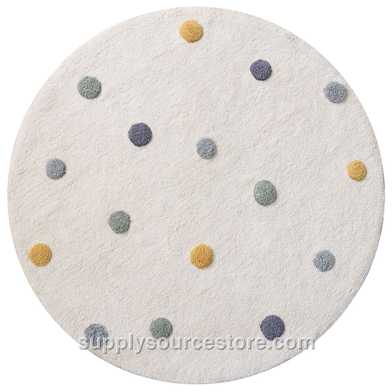 Washable Children's Rug | Round Ø110 CM (43.3 in) | Off-White With Dots