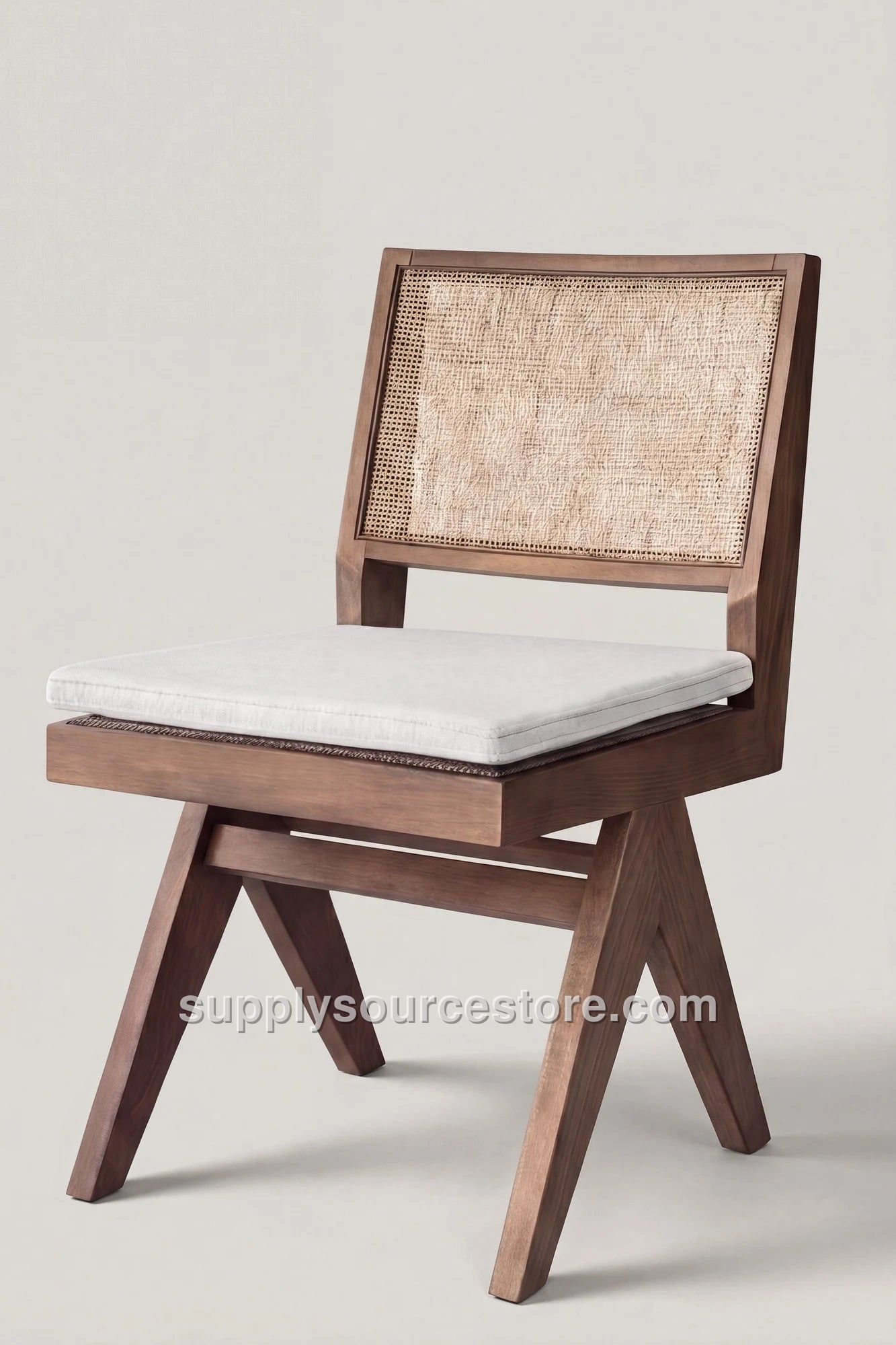 Cushioned Armless Wooden Chair