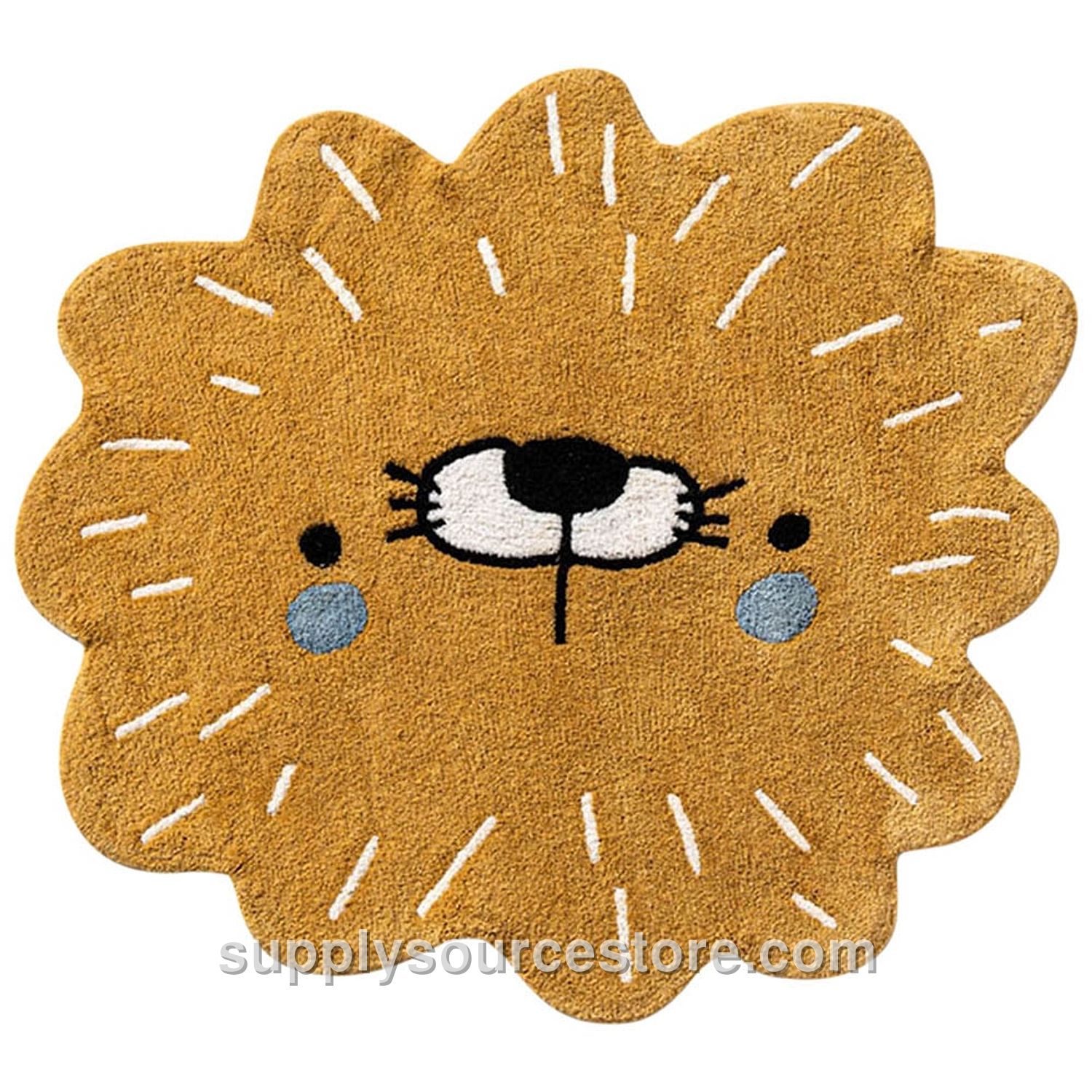 Machine washable animal rug for kids room 95x100 cm (37.4 x 39.4 in) | A lion named Leo