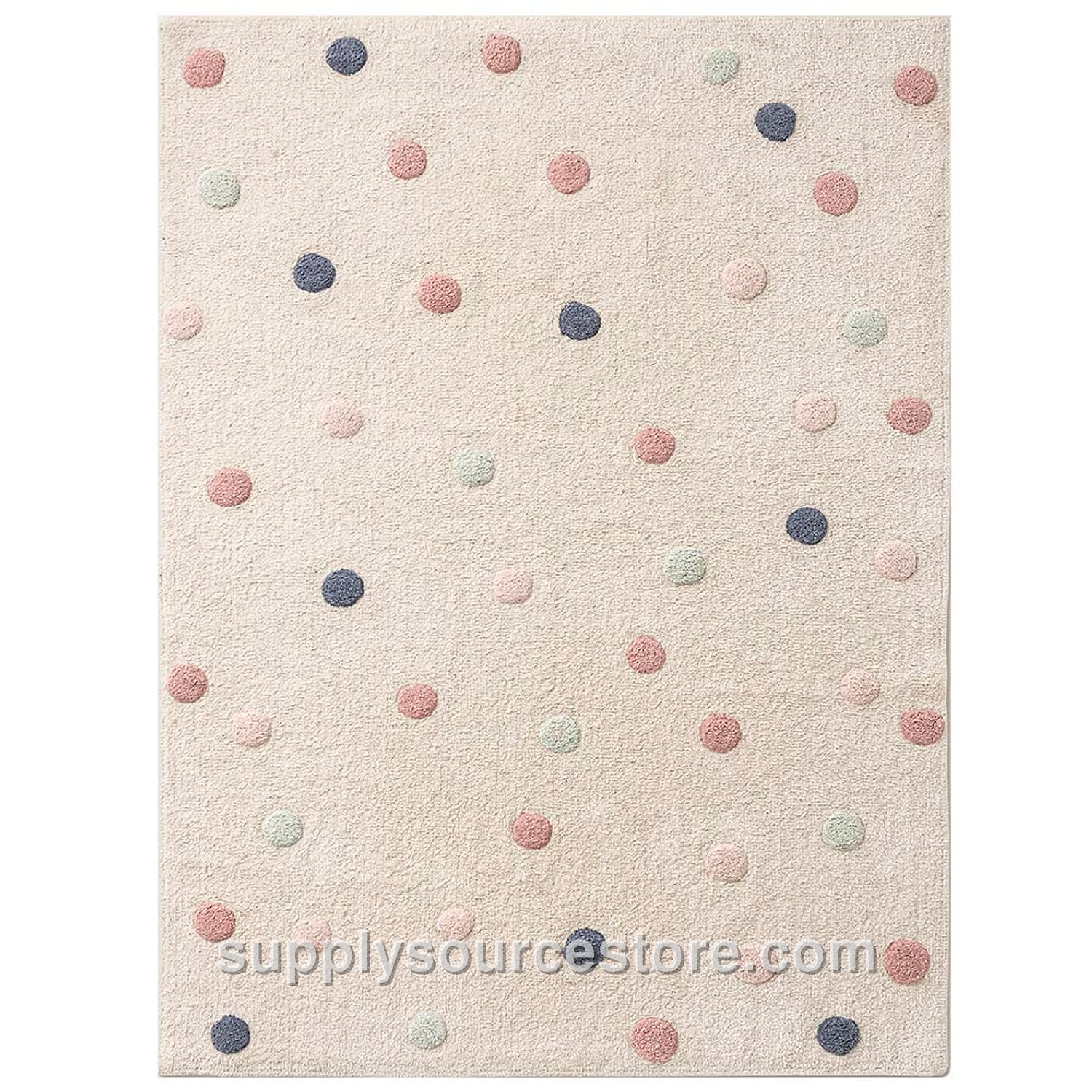 Washable children's rug | Rectangular 120 x 170 cm (47.2 x 66.9 in) | Beige with dots