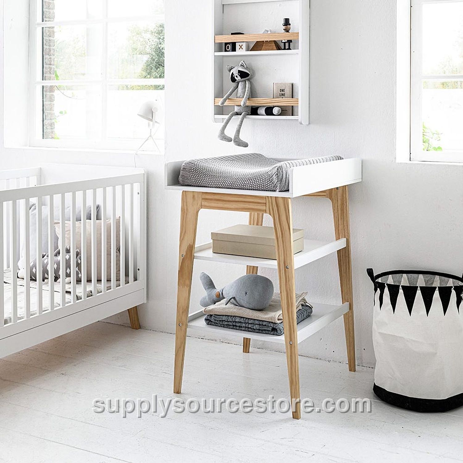 Baby changing table «Brise» | White & natural wood