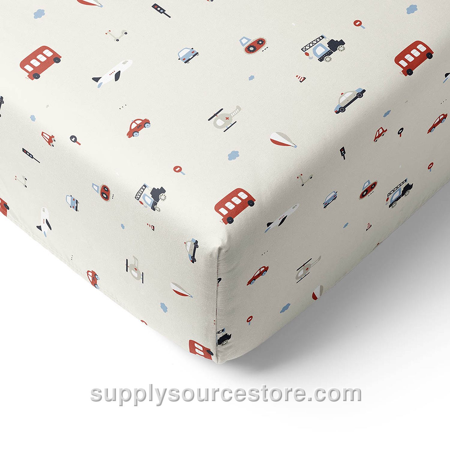 Junior Bed Fitted Sheet 80 X 160 Cm (NaN in) «Vehicles» | Beige