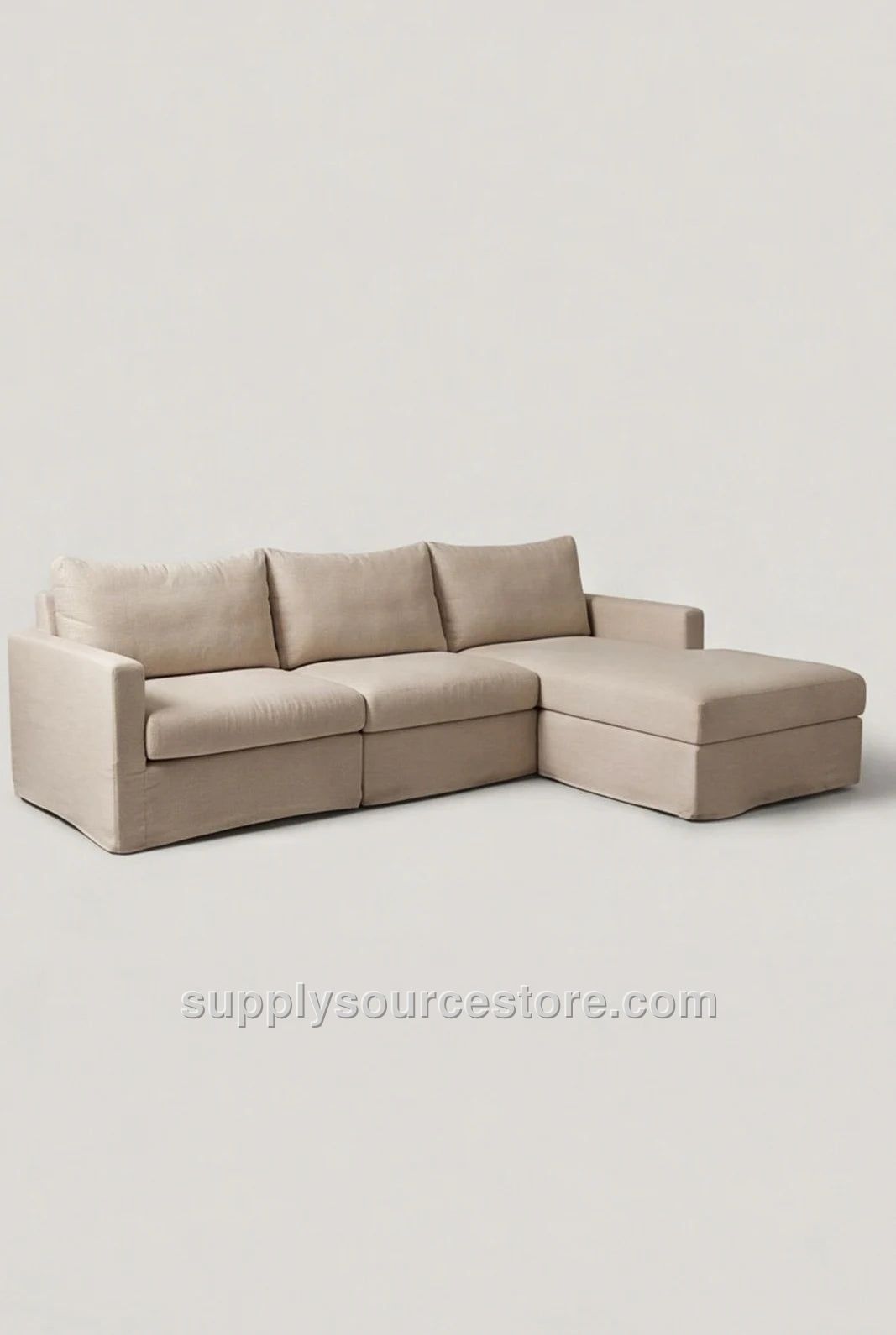 L-Shaped Modular Sofa with Linen Cover