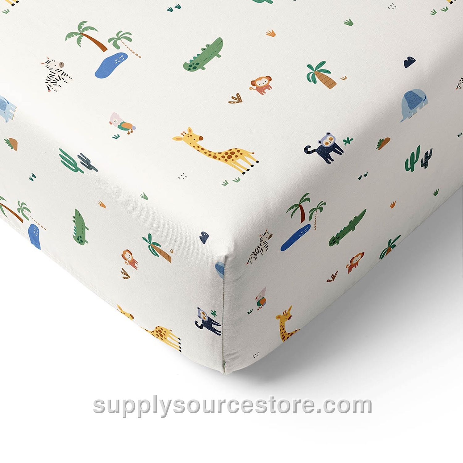 Toddler Bed Fitted Sheet 70 X 140 Cm (NaN in) «Safari» | White