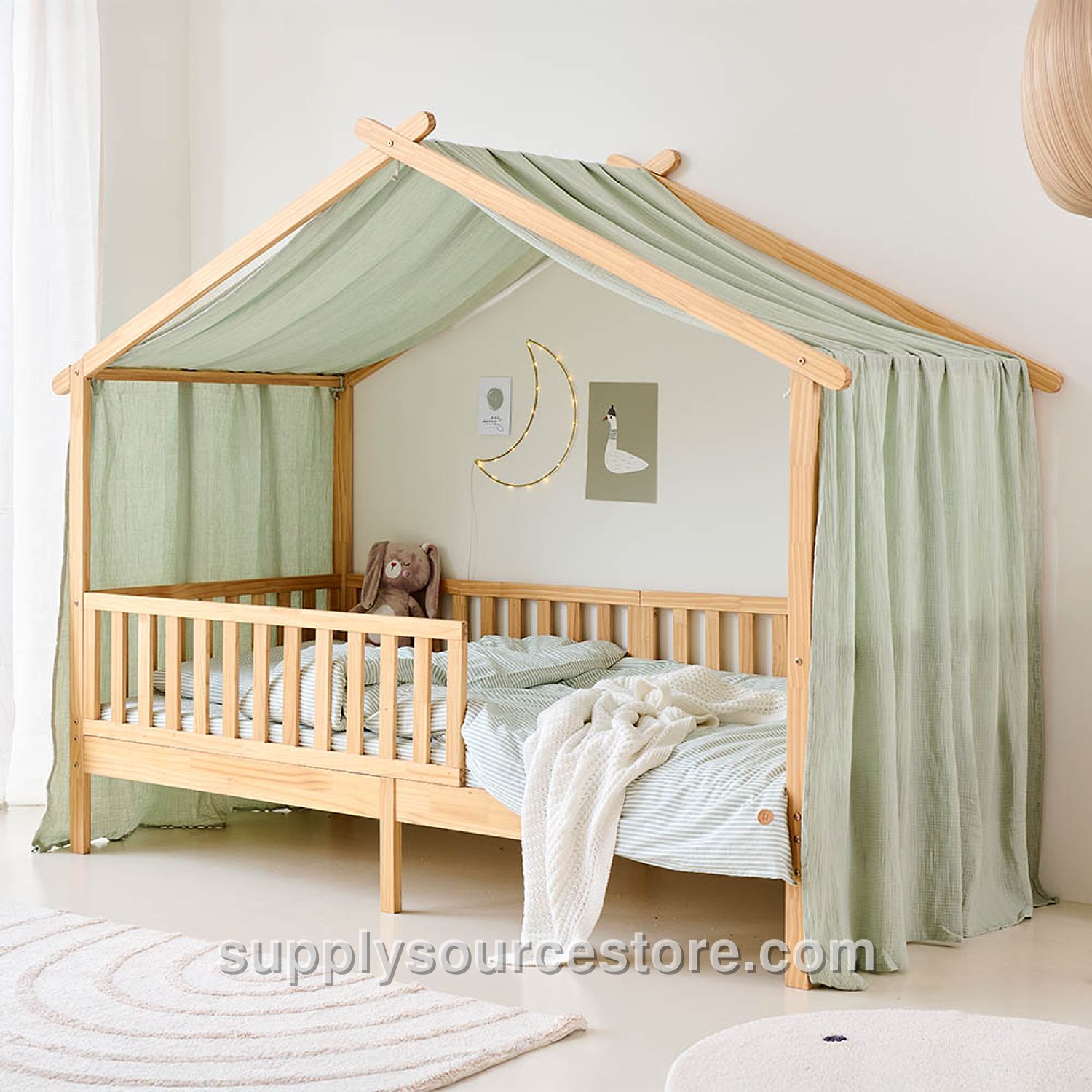 Curtain for House Bed «Maison» | 80 X 160 Cm (NaN in) | Muslin Cotton | Green