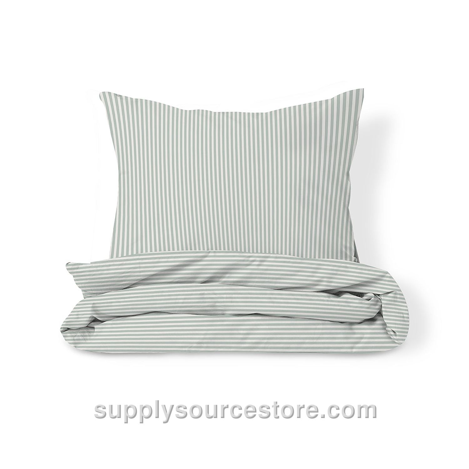 Duvet cover set «Striped» | 120 x 150 cm (47.2 x 59.1 in) | Offwhite and green