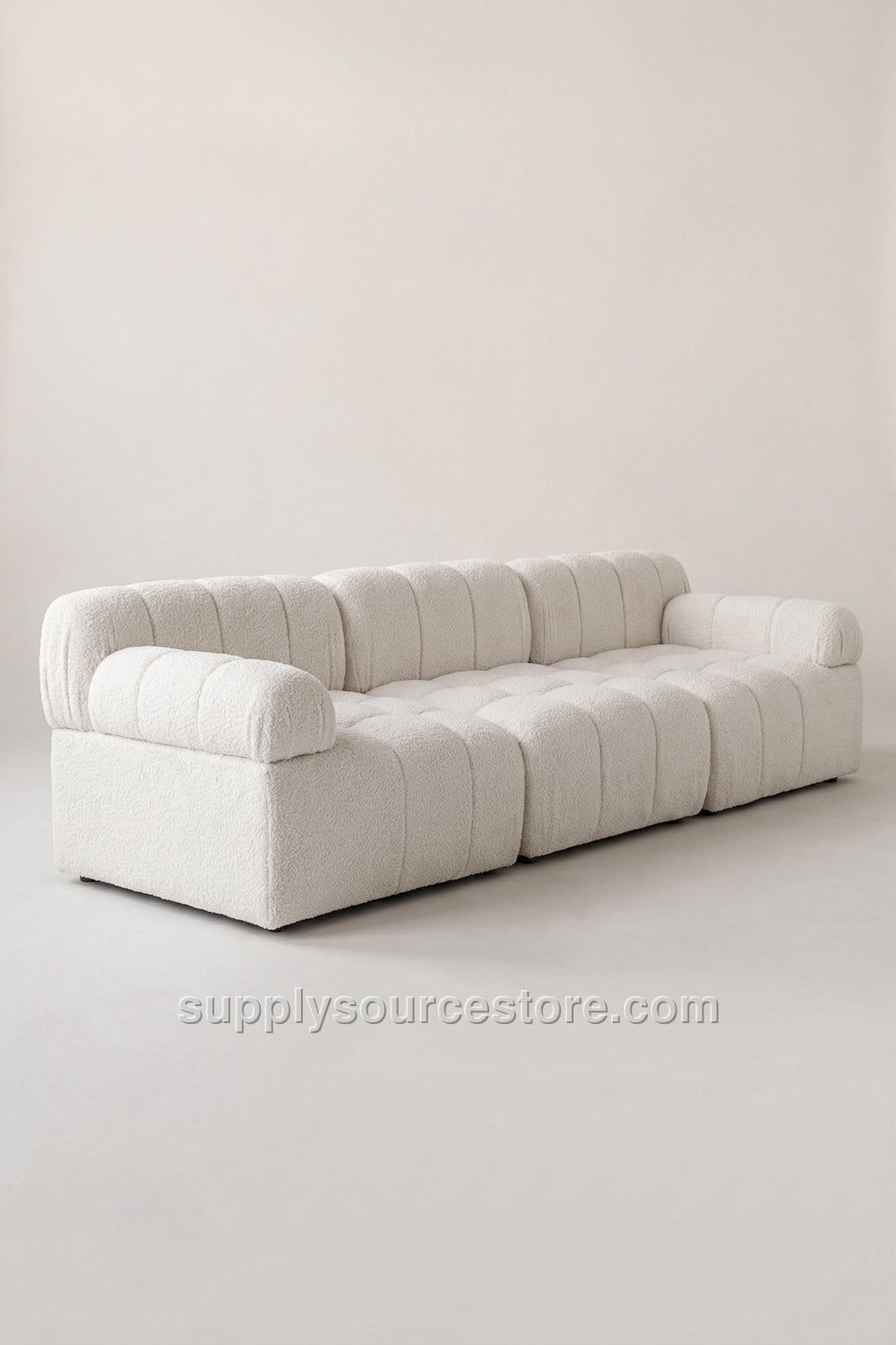 Boucle Fabric Modular Cushion-Back Seat
