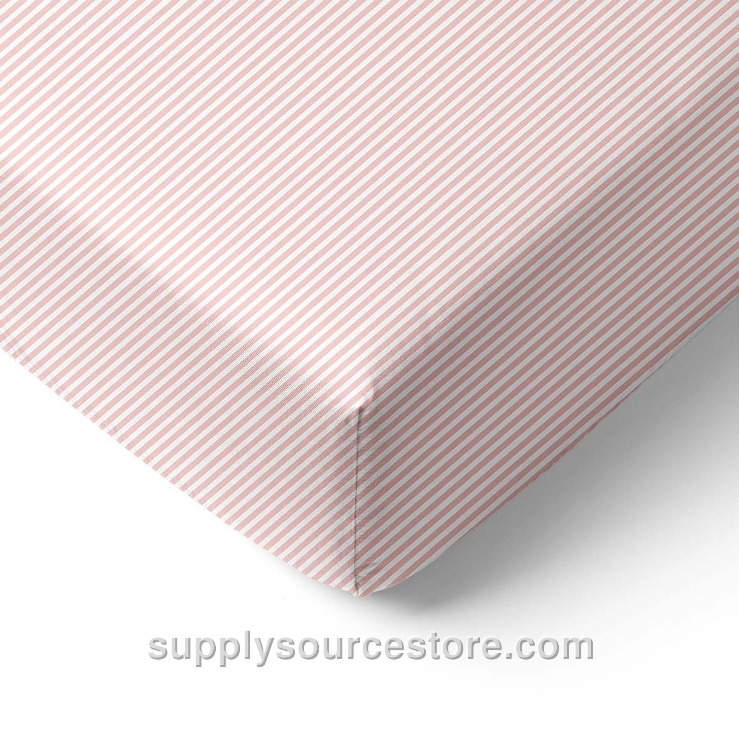 Junior Bed Fitted Sheet 80 X 160 Cm (NaN in) «Striped» | Off-white and Pink