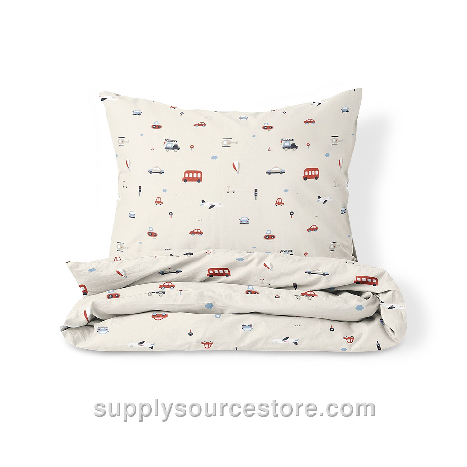 Flannel duvet cover set «Vehicles» | 140 x 200 cm (55.1 x 78.7 in)
