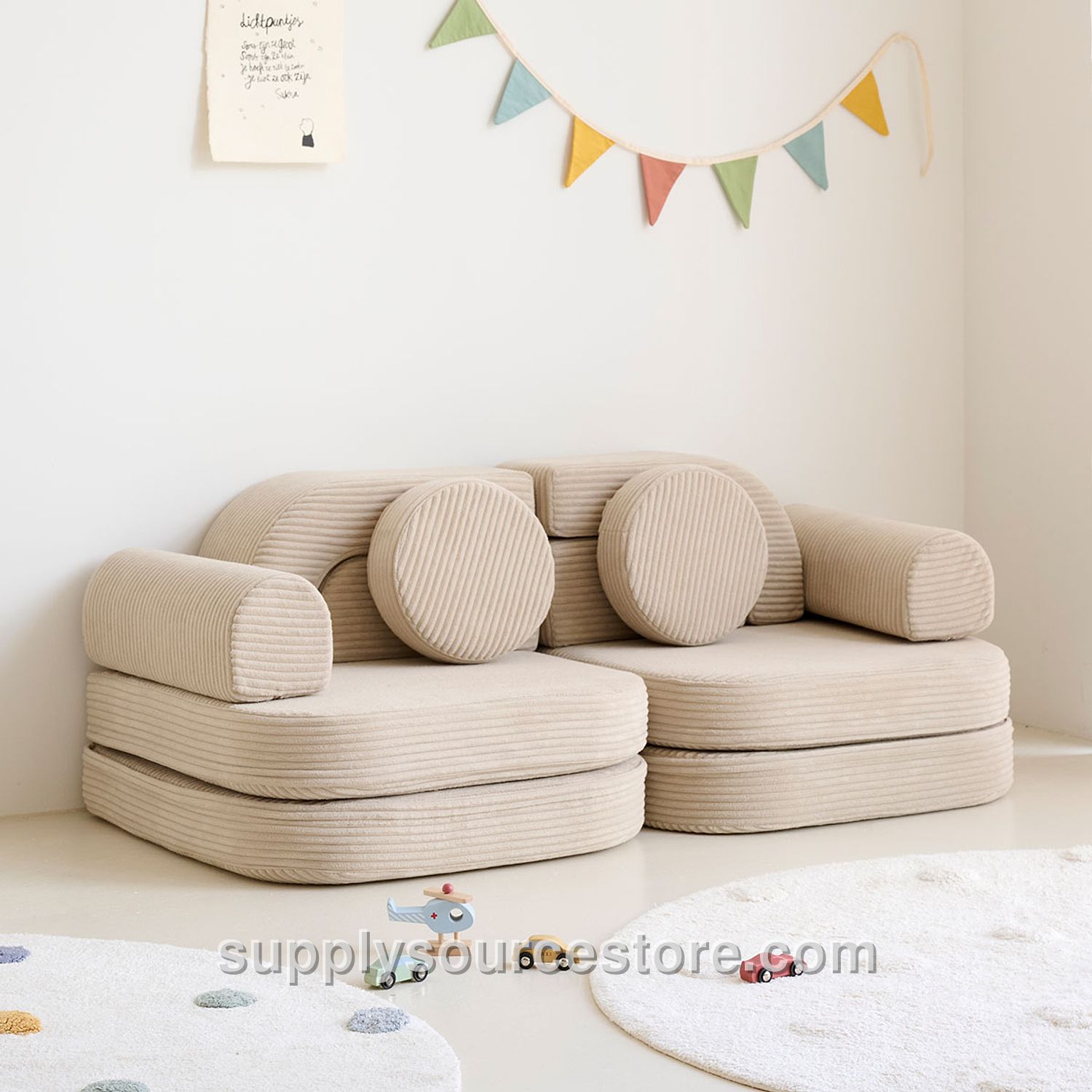 Play couch | 10 pieces | Beige corduroy
