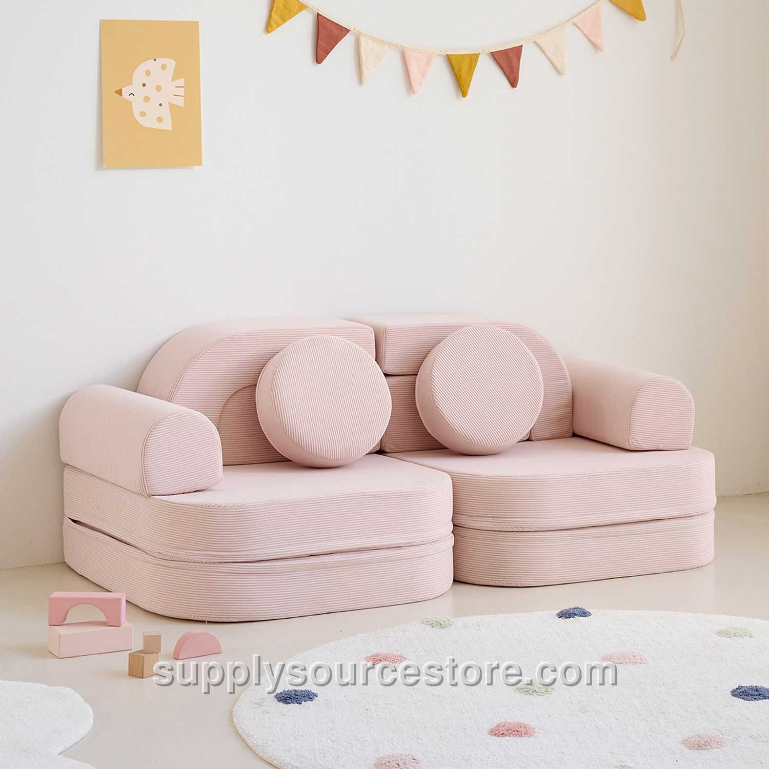 Play couch | 10 pieces | Pink corduroy