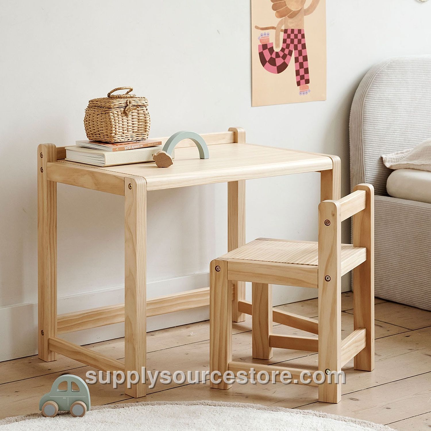 Kids table and chair set «Milo» | Natural