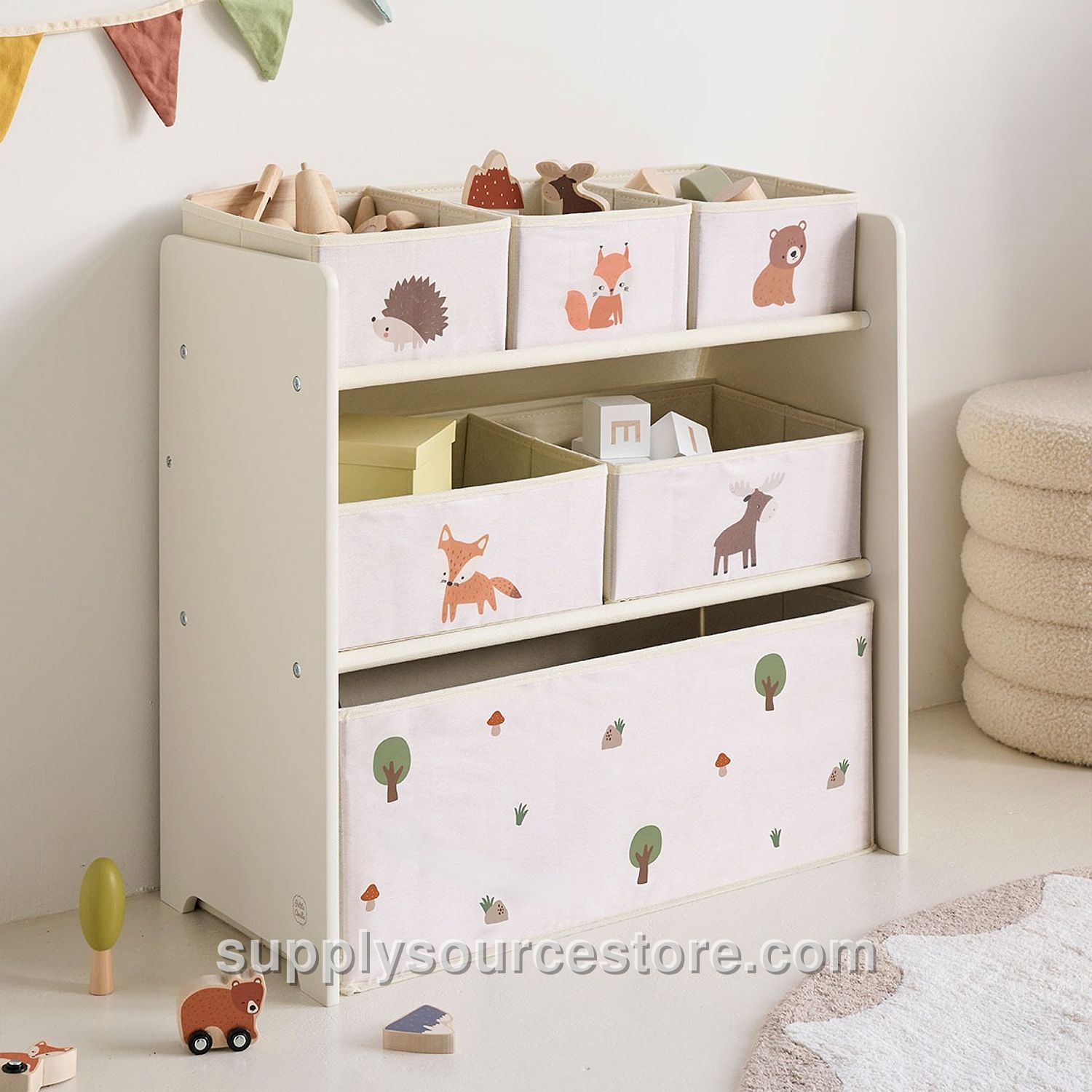 Kids Storage Unit With Boxes Forêt – Beige