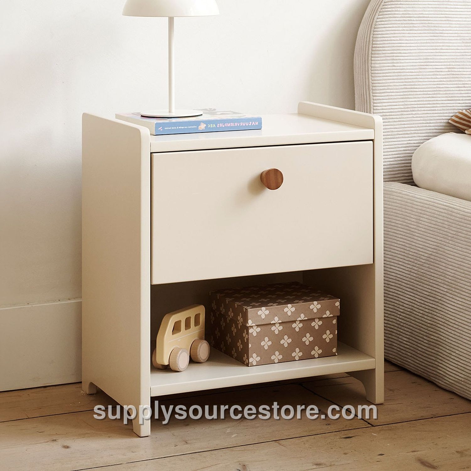 Wooden bedside table «Lune» | Beige