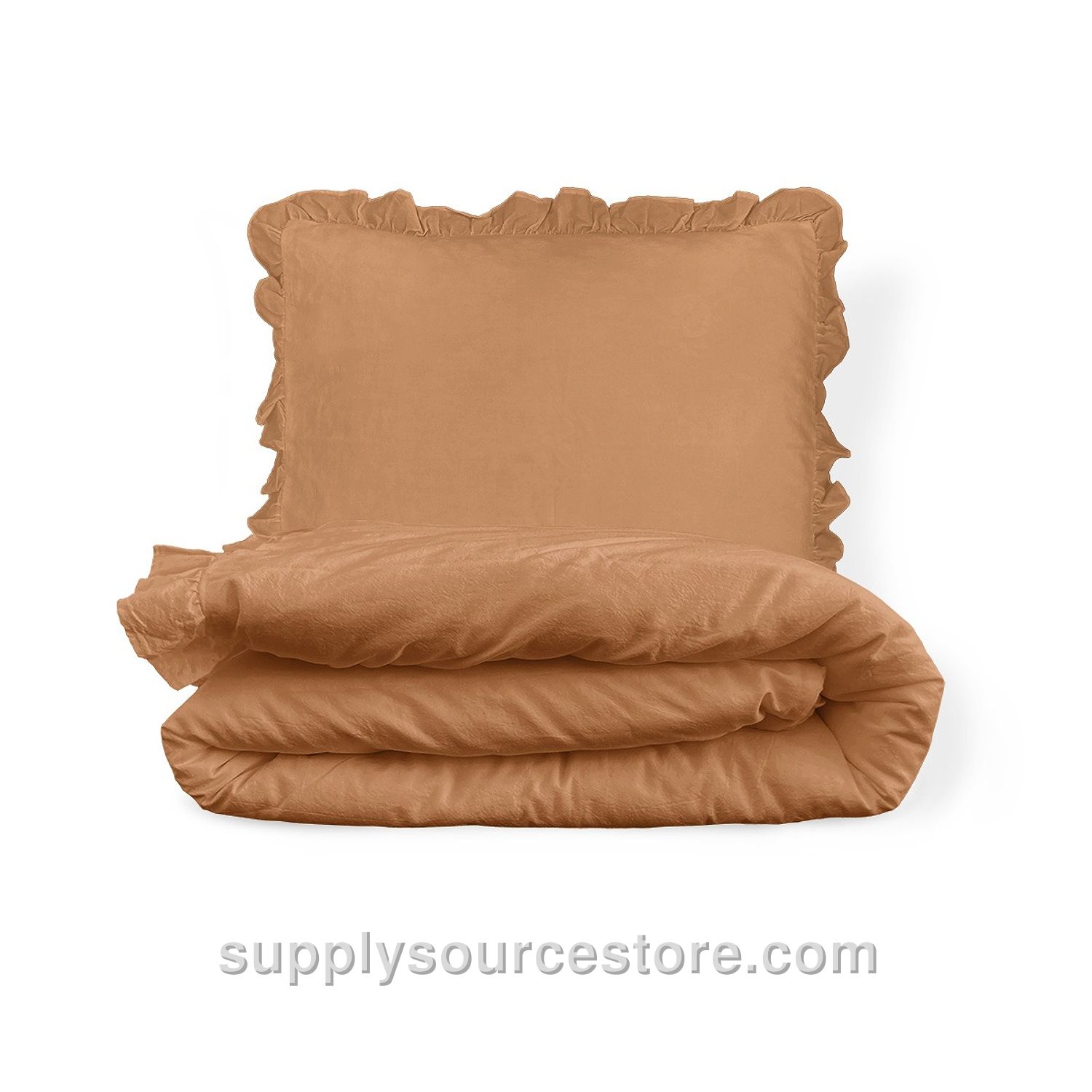 Duvet cover set with ruffles «Colette» | 140 x 200 cm (55.1 x 78.7 in) | Caramel