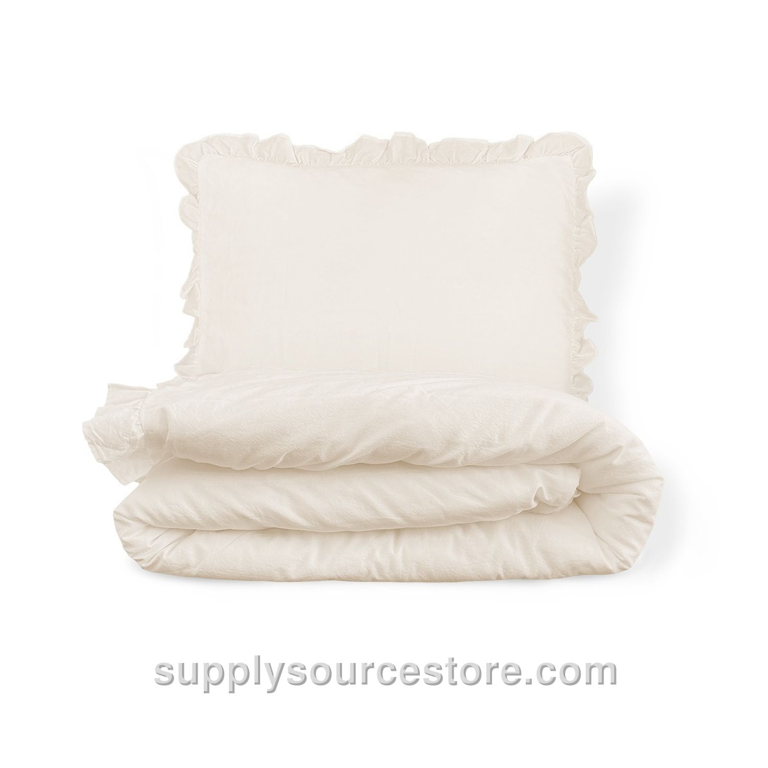 Duvet cover set with ruffles «Colette» | 140 x 200 cm (55.1 x 78.7 in) | Beige