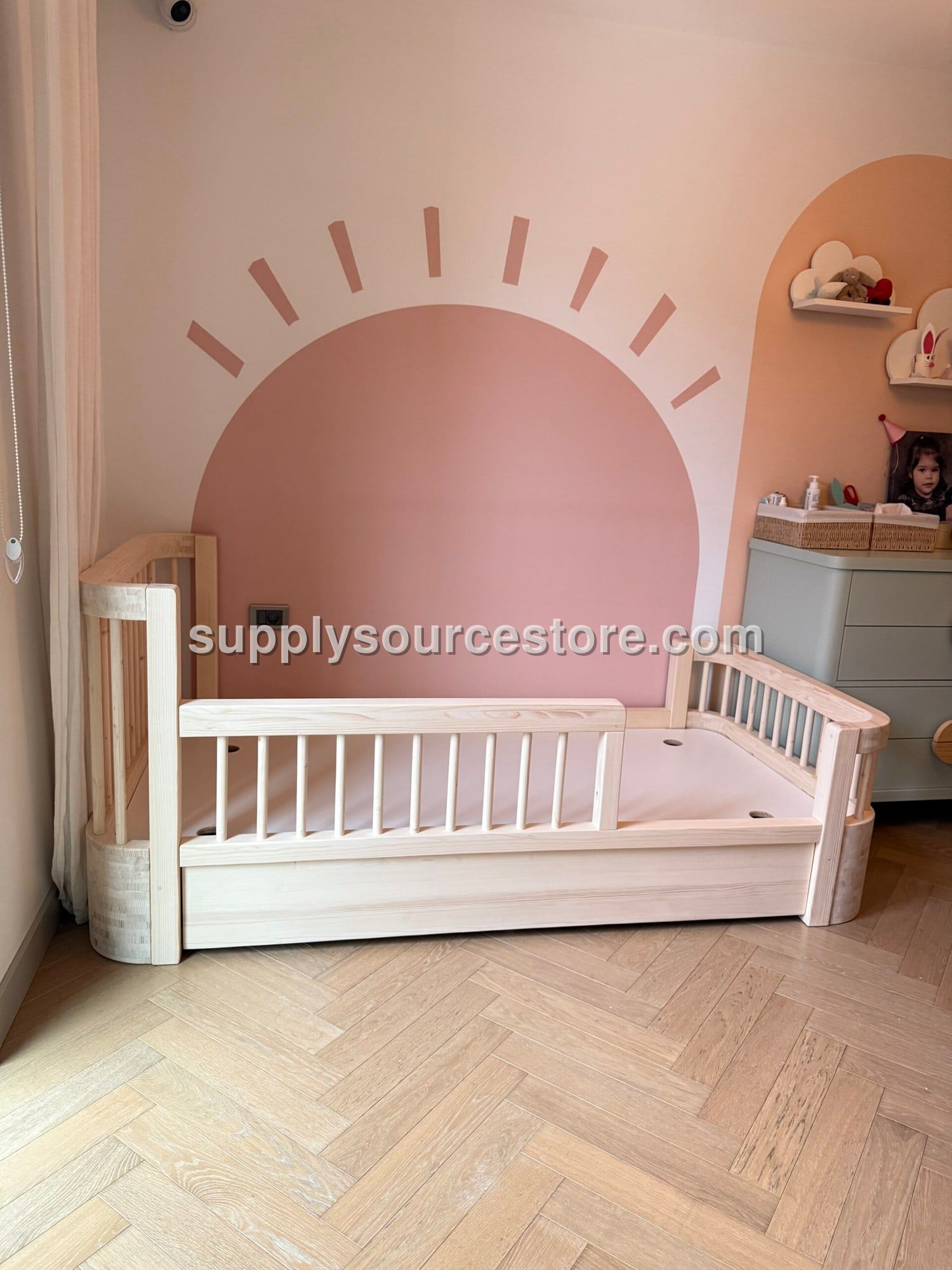 Petra Series Solid Wood Spruce OVAL With Drawers Montessori Bed