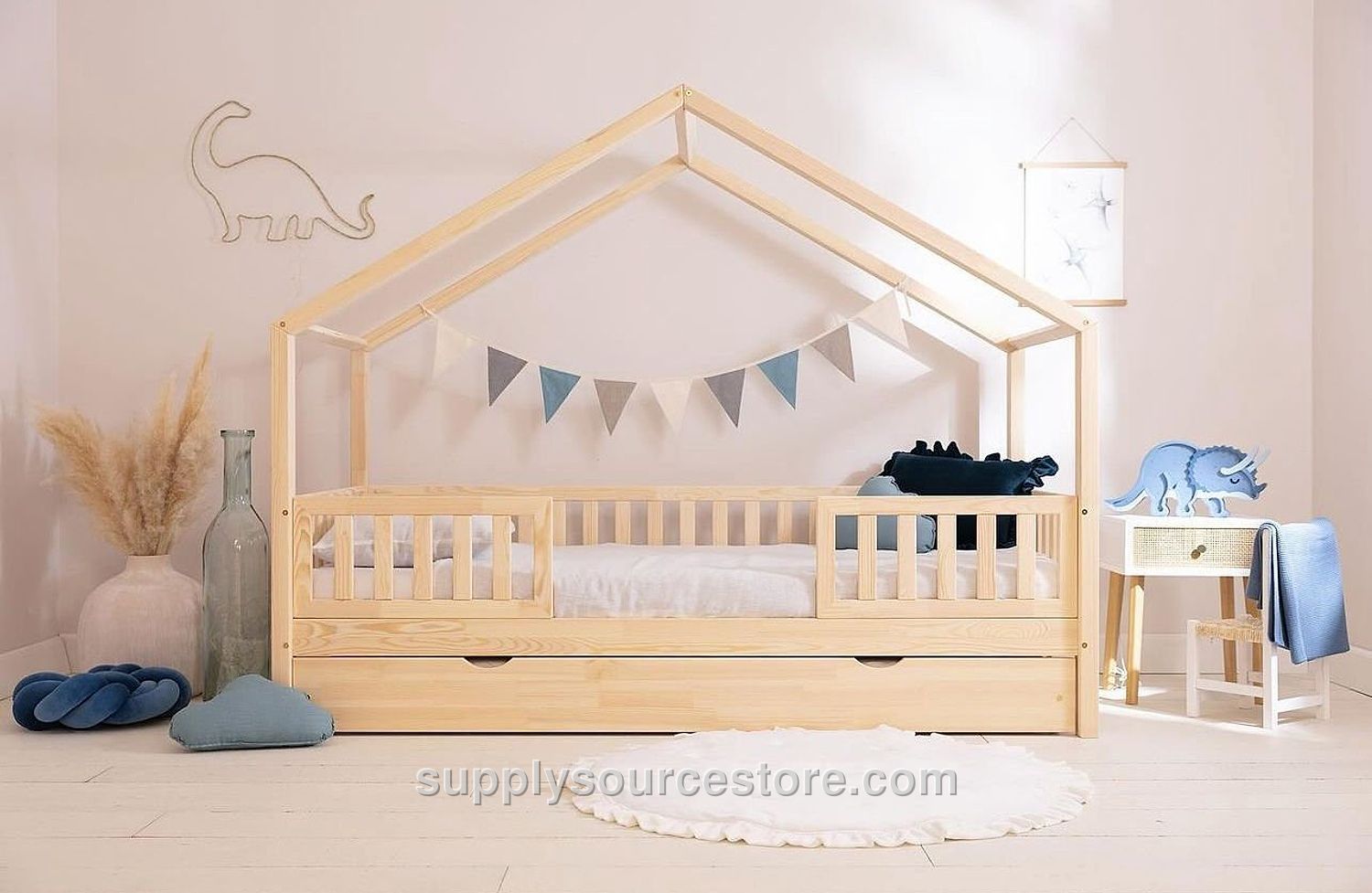 Biscuit Solid Pine Crib 80x180 – Mini Bed – No Assembly