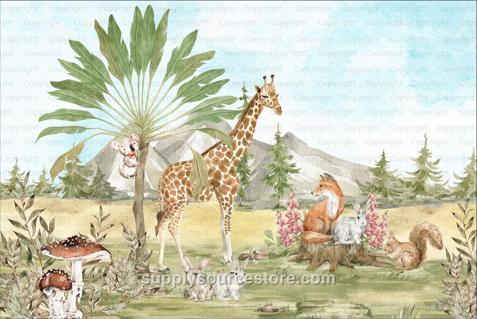 Soft Safari Wall Mural