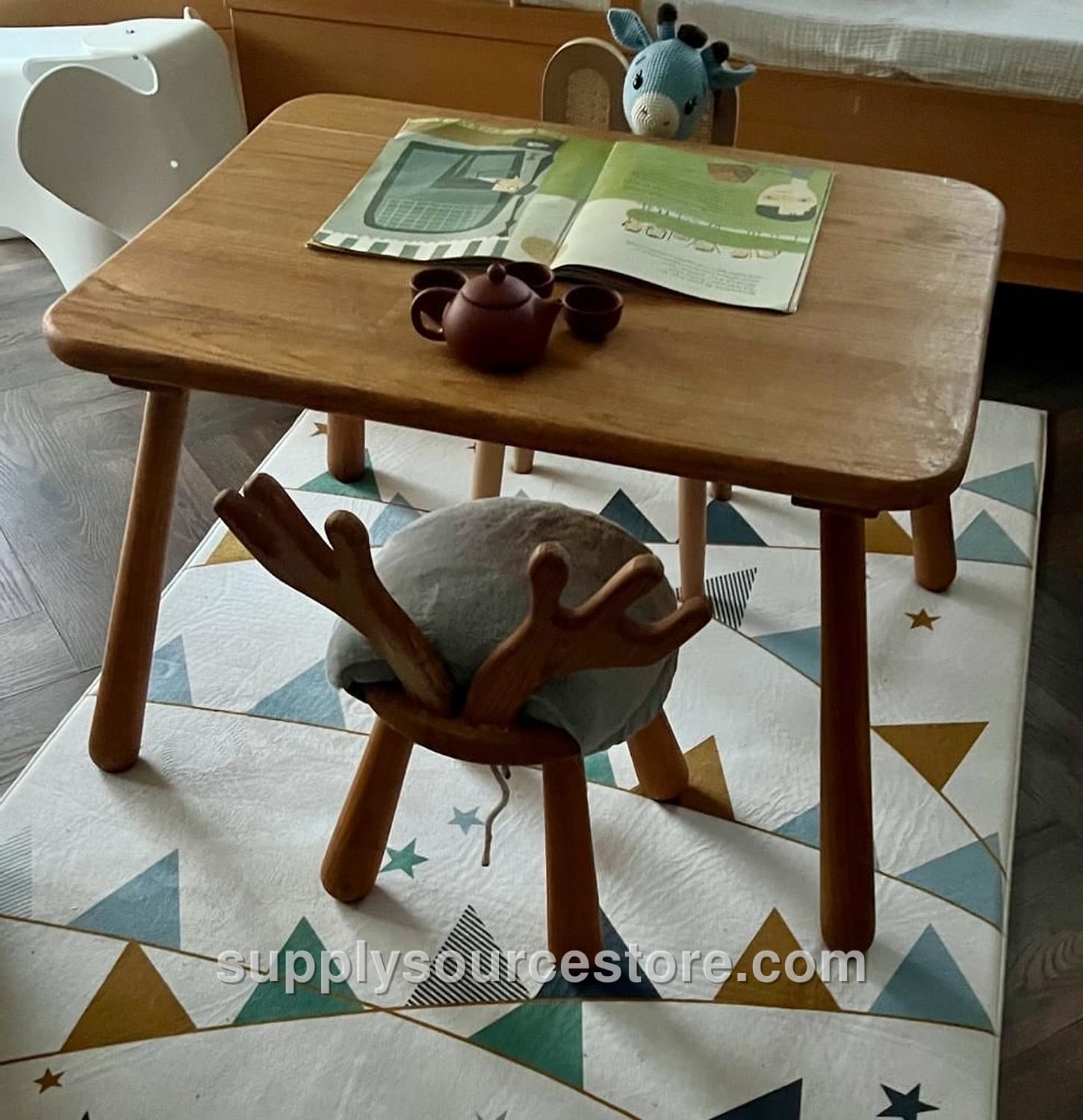 Wooden Table and Deer Chair