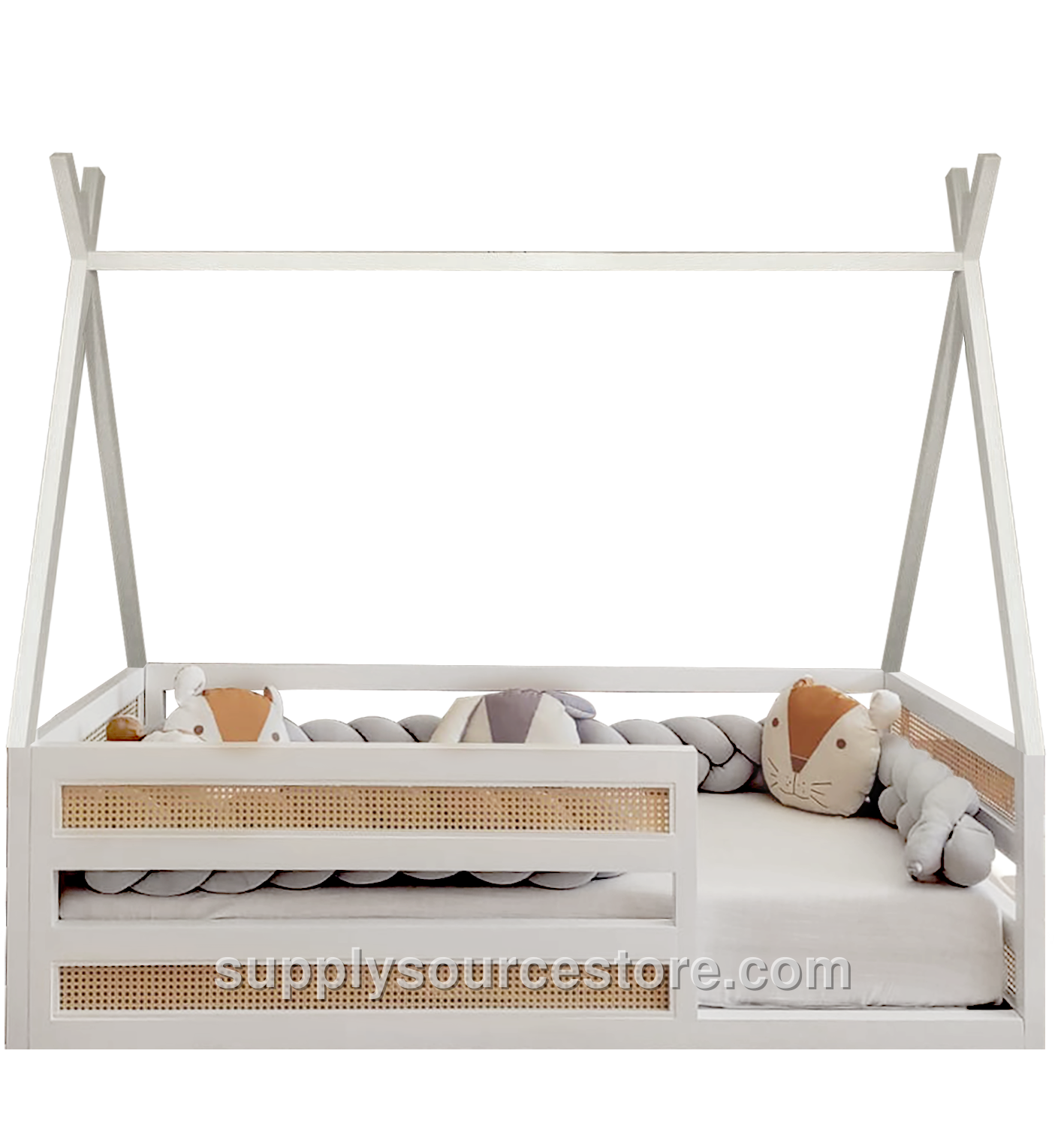 Sebastian Solid Wood Crib 80x180 with Native American Roof
