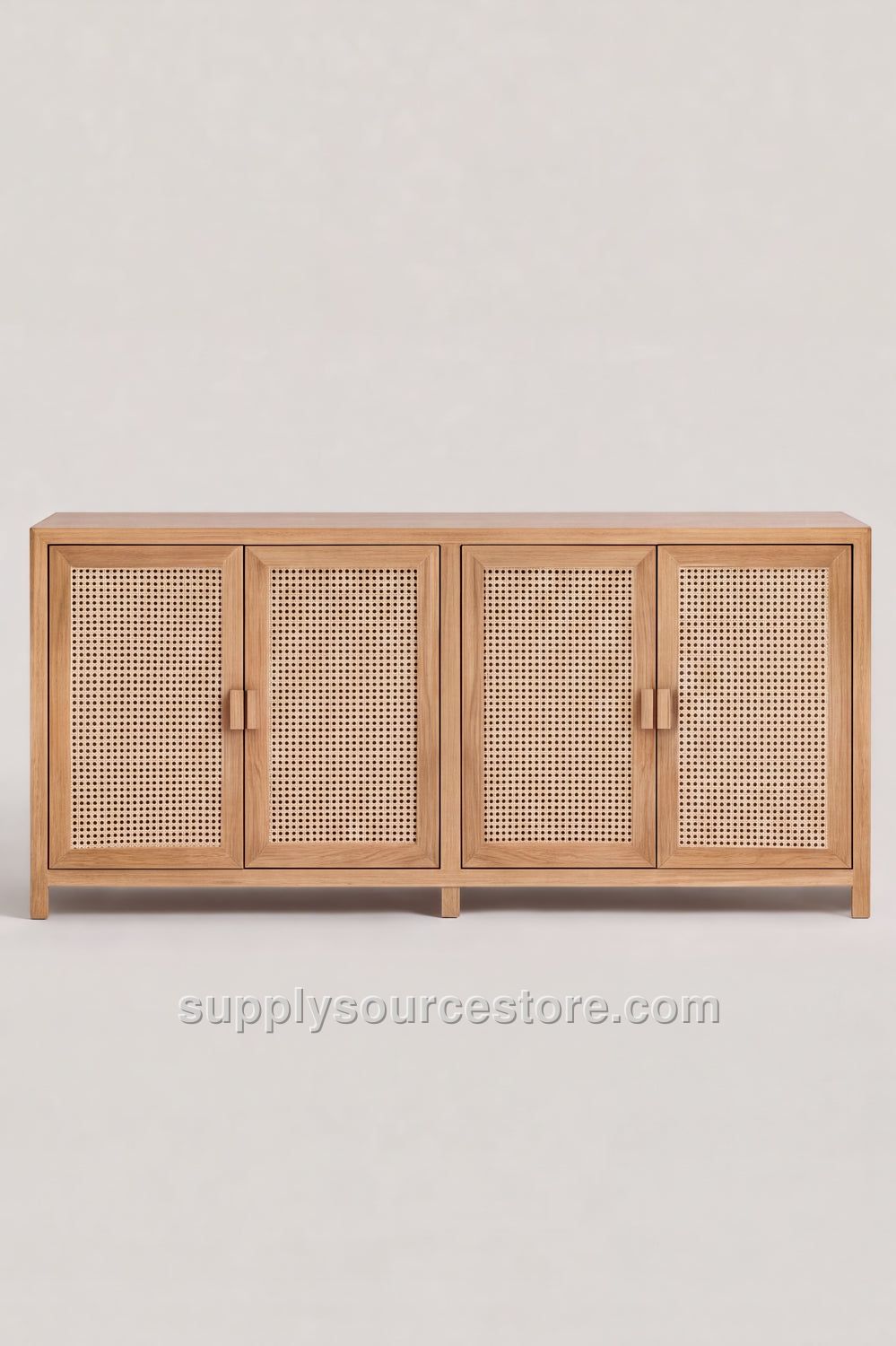Straw Woven Wood Console · SS-001617