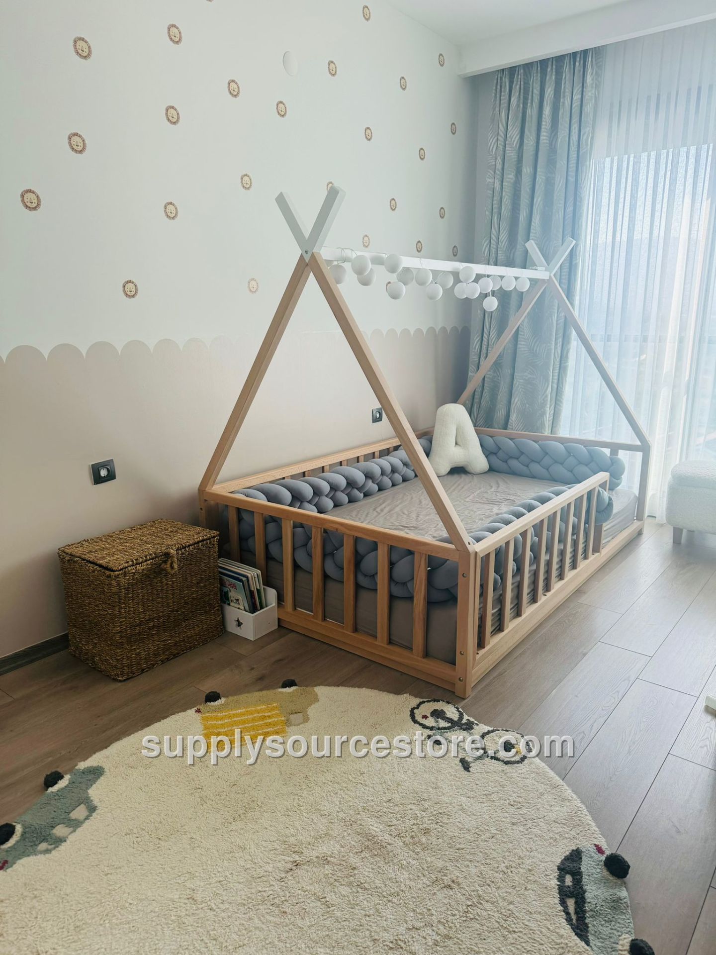 Tribal Native American Solid Crib 120x200 – Montessori