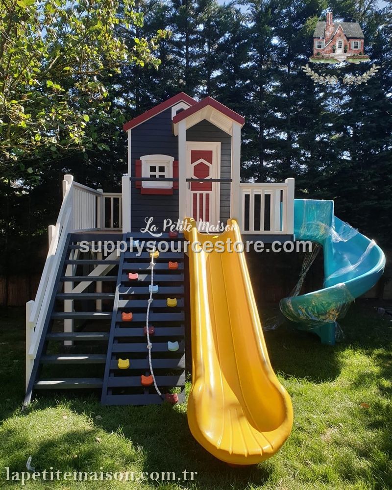 Painted Backyard Playset With Multiple Slides 2106